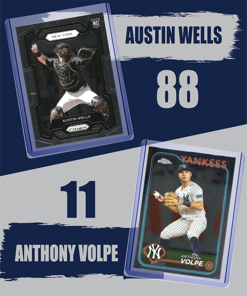 Chaser New York Yankees Cards: Aaron Judge, Cody Bellinger, Paul Goldschmidt, Derek Jeter, Ben Rice, Trent Grisham, Austin Wells, Anthony Volpe, Jasson Dominguez, Jazz Chisholm Jr ASSORTED Baseball Stars and GOATs Trading Card and Wristbands Gift Pack - Image 3